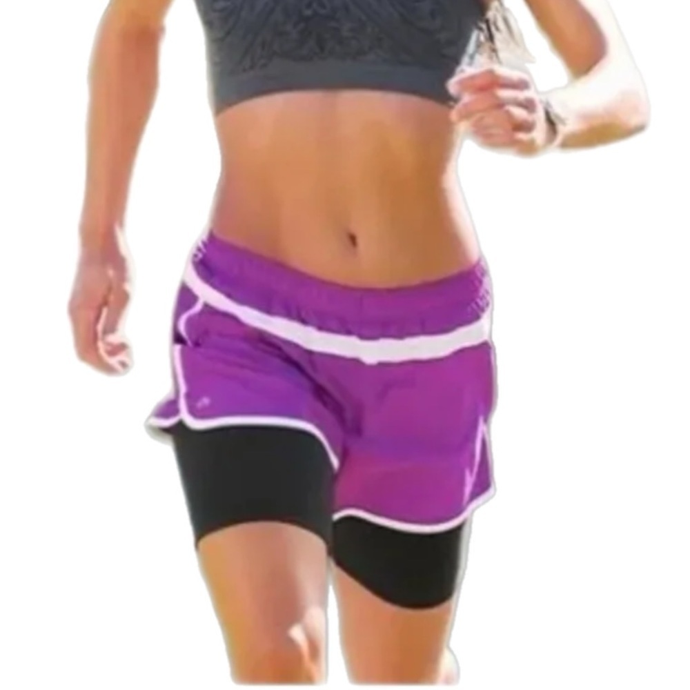 Athleta Hana 2-in-1 Women’s Running‎ Shorts Size Small in Purple/Black